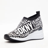 DKNY Parks Logo Printed Heeled Slip-On Sneakers Women - BLKWHT