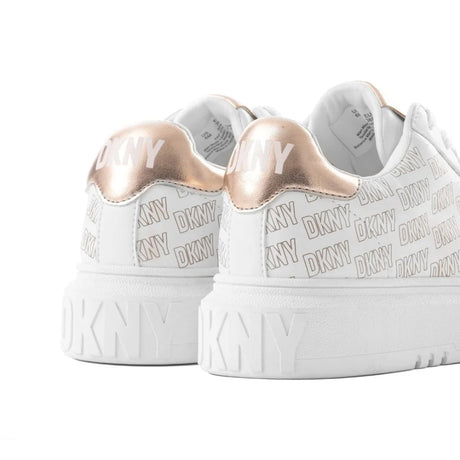 DKNY Scattered Logo Leather Sneakers Women - WHTGLD