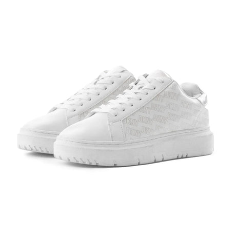 DKNY Scattered Logo Leather Sneakers Women - WHTSLV