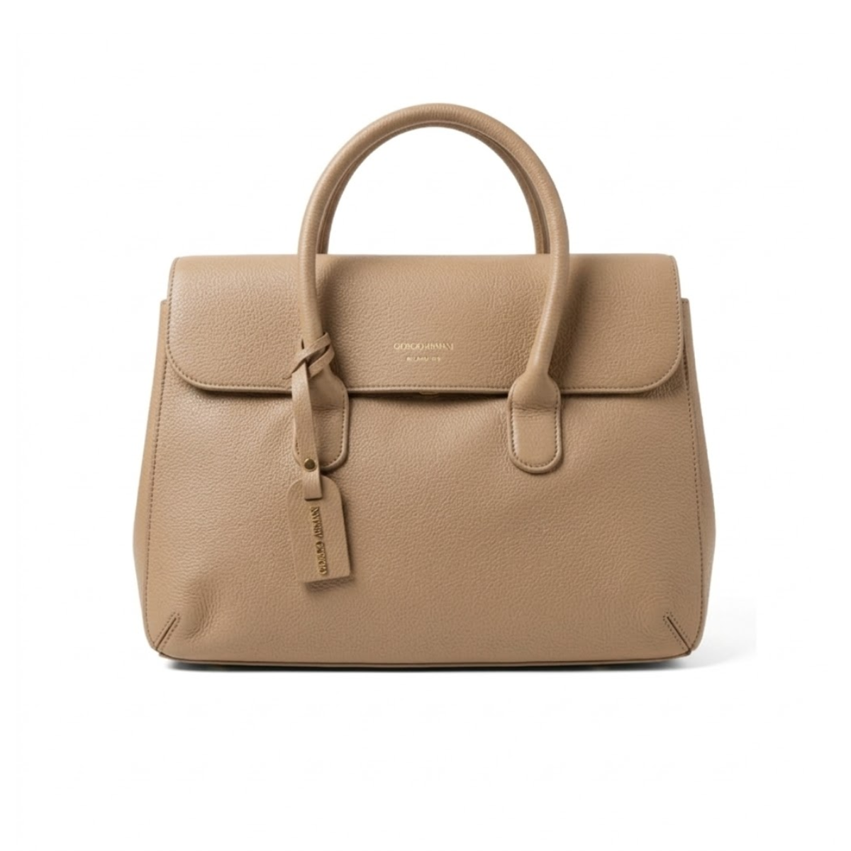 Emporio Armani Business bag in tumbled leather - BEG - Beige
