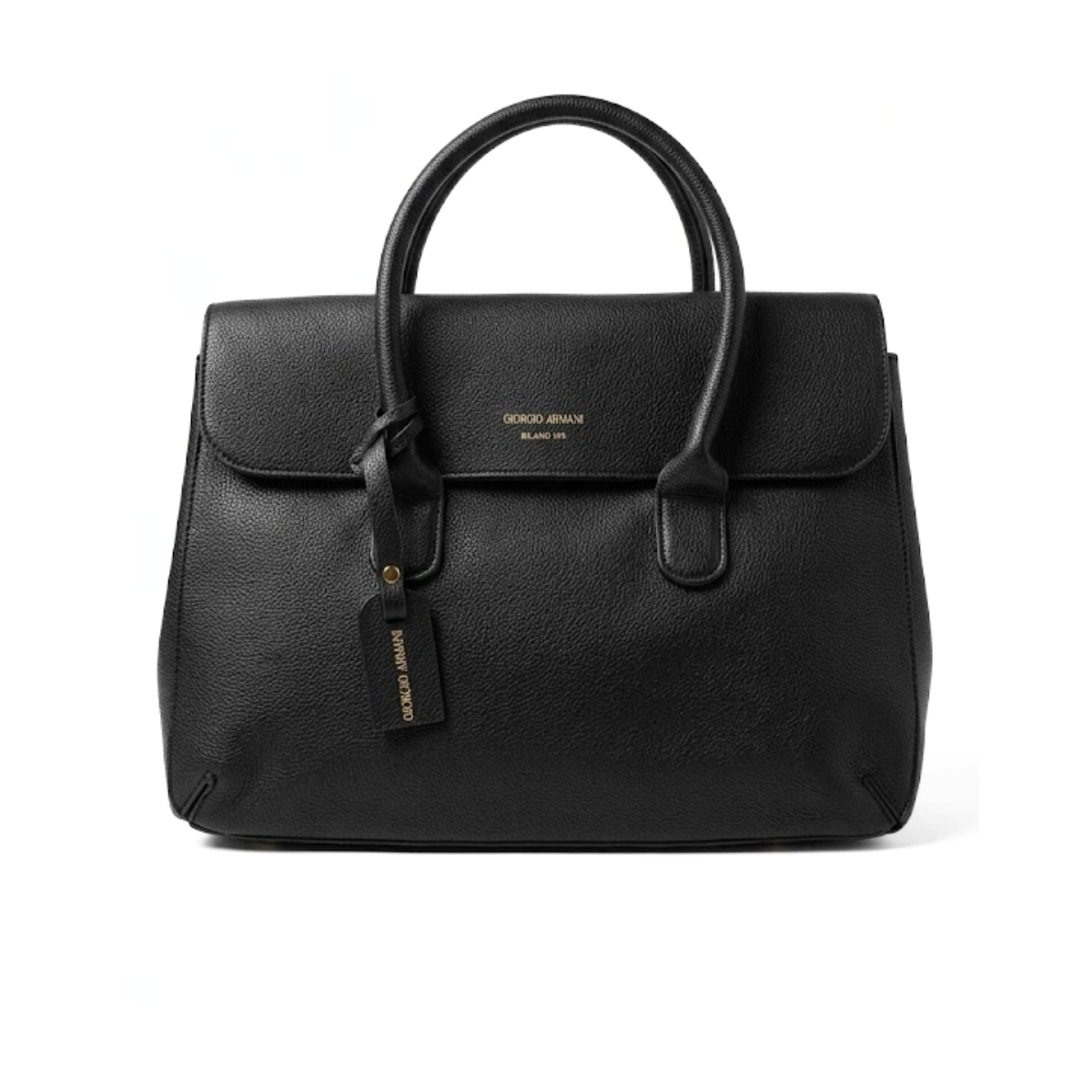 Emporio Armani Business bag in tumbled leather - BLK - Black