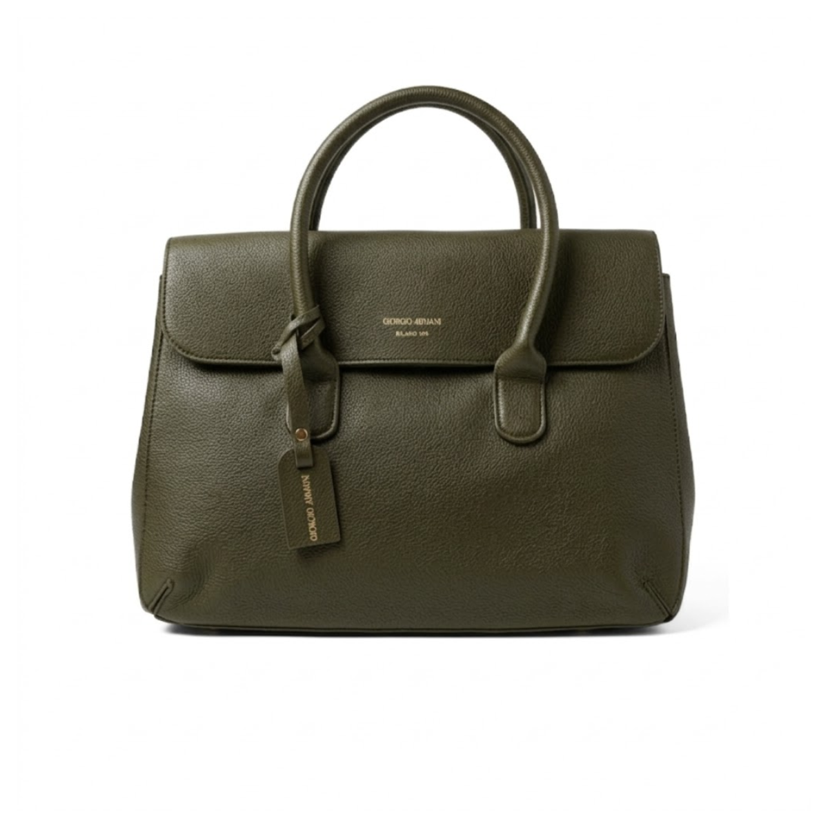 Emporio Armani Business bag in tumbled leather - OLV - Olive