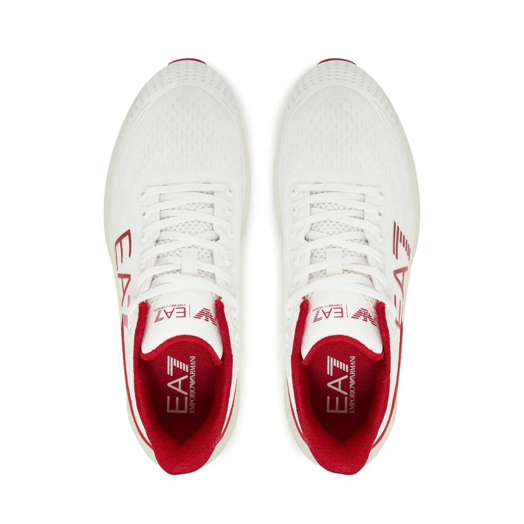 EMPORIO ARMANI Mesh Lace-Up Sneakers X8X245-WHTRED