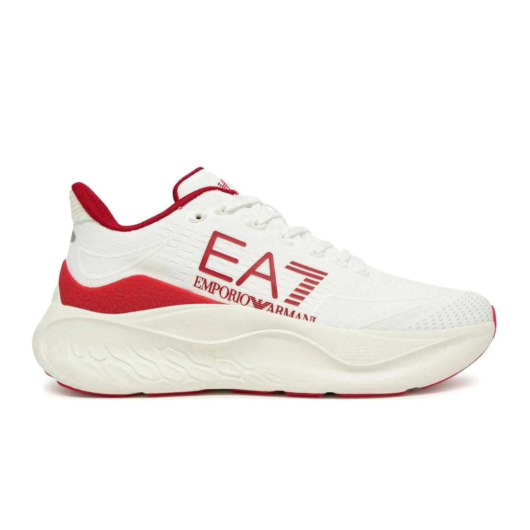 EMPORIO ARMANI Mesh Lace-Up Sneakers X8X245-WHTRED - White Red / 36 2/3
