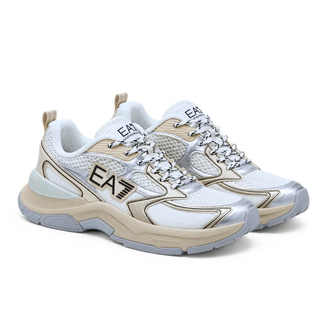 EMPORIO ARMANI Mesh Lace-Up Sneakers X8X249-BEGSLV - Beige Gold / 39 1/3