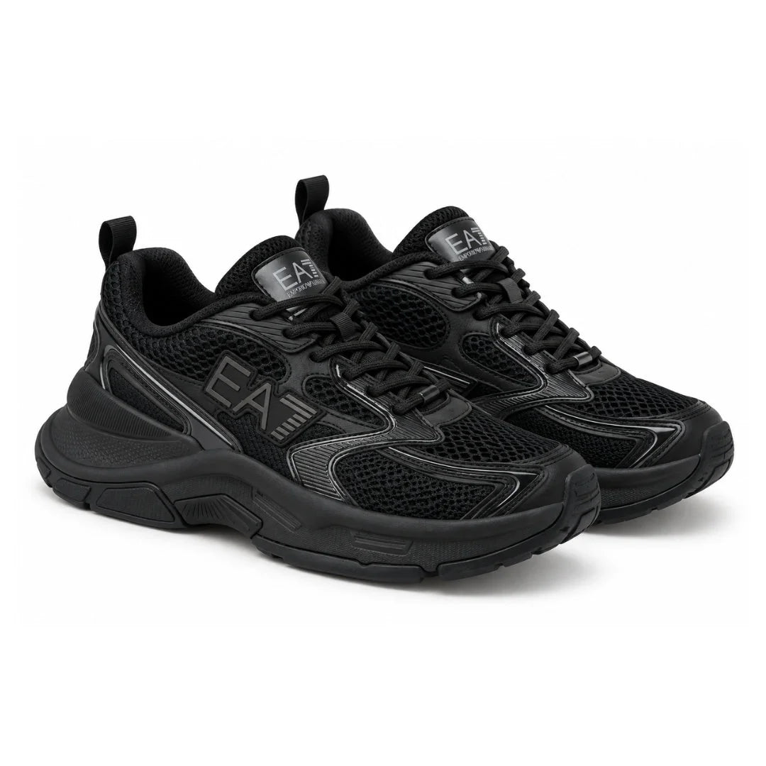 EMPORIO ARMANI Mesh Lace-Up Sneakers X8X249-BLKBLK - Black Black / 42 2/3