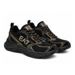 EMPORIO ARMANI Mesh Lace-Up Sneakers X8X249-BLKGLD - Black Gold / 36 2/3