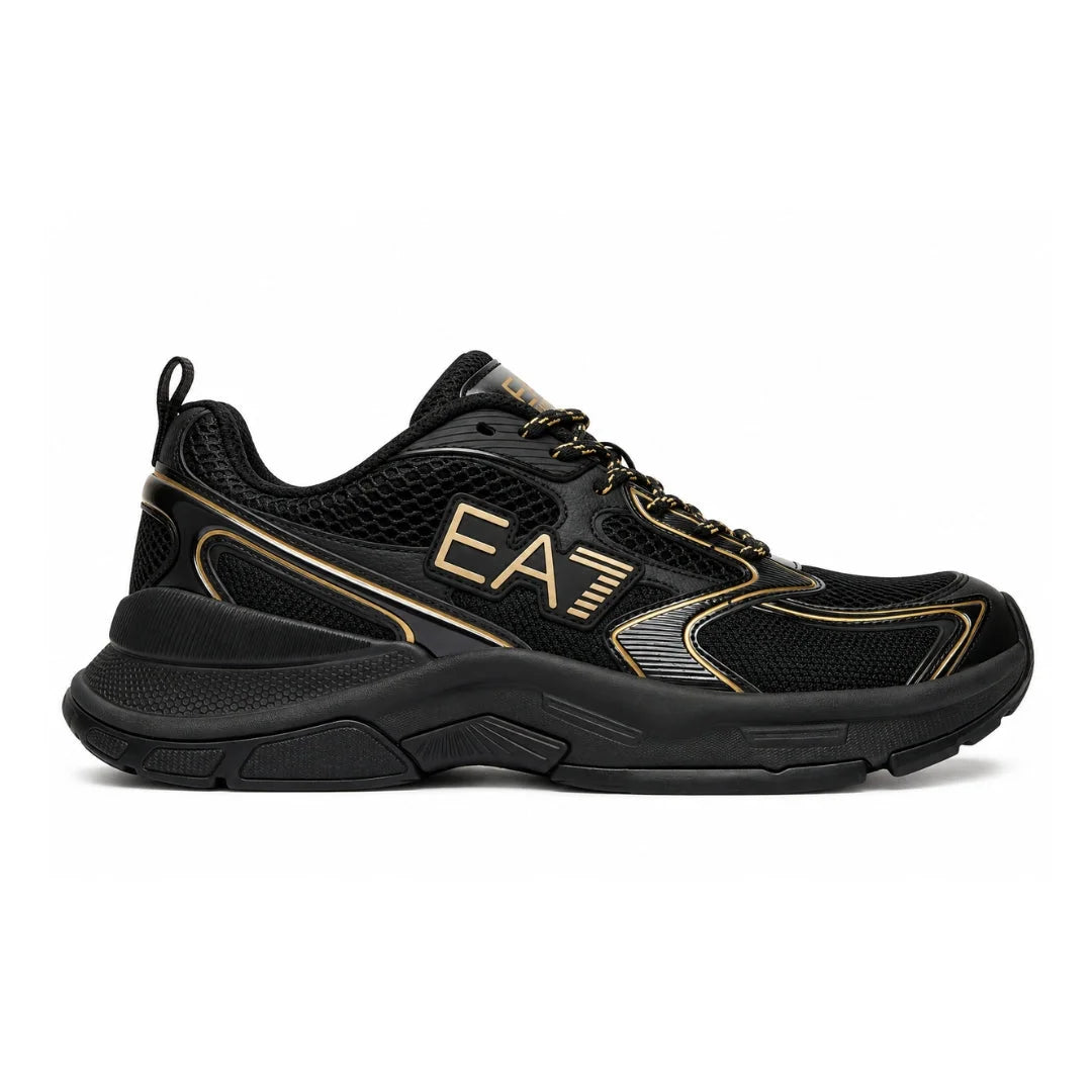 EMPORIO ARMANI Mesh Lace-Up Sneakers X8X249-BLKGLD
