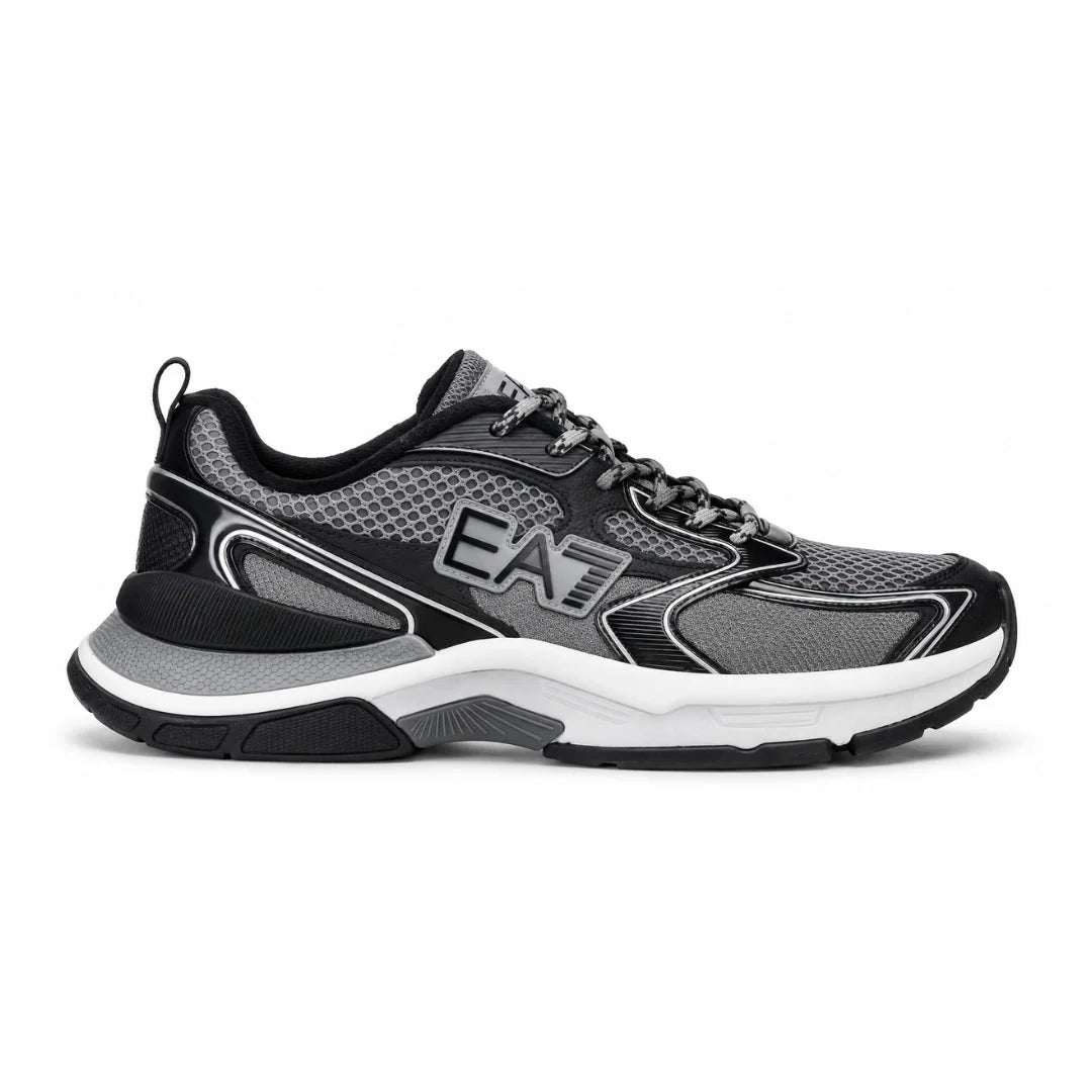 EMPORIO ARMANI Mesh Lace-Up Sneakers X8X249-GRYBLK - Gray Black / 44 2/3