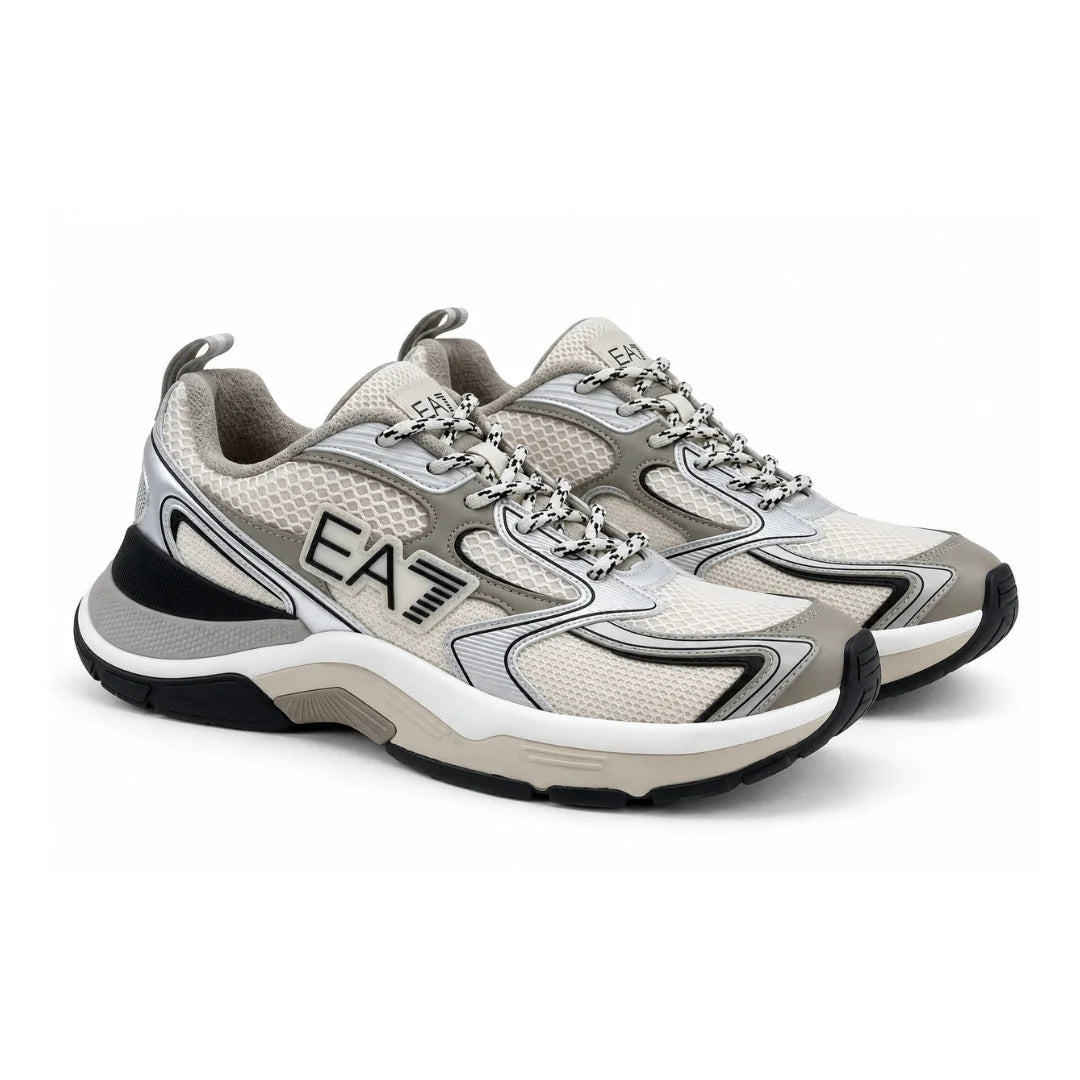 EMPORIO ARMANI Mesh Lace-Up Sneakers X8X249-GRYSLV - Gray Silver / 48