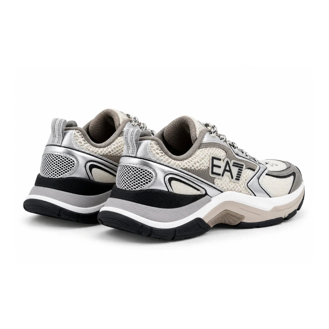EMPORIO ARMANI Mesh Lace-Up Sneakers X8X249-GRYSLV - Gray Silver / 48