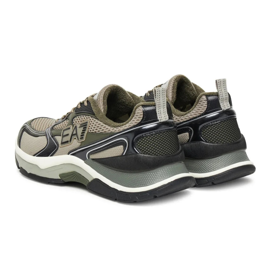 EMPORIO ARMANI Mesh Lace-Up Sneakers X8X249-OLV - Olive / 46 2/3