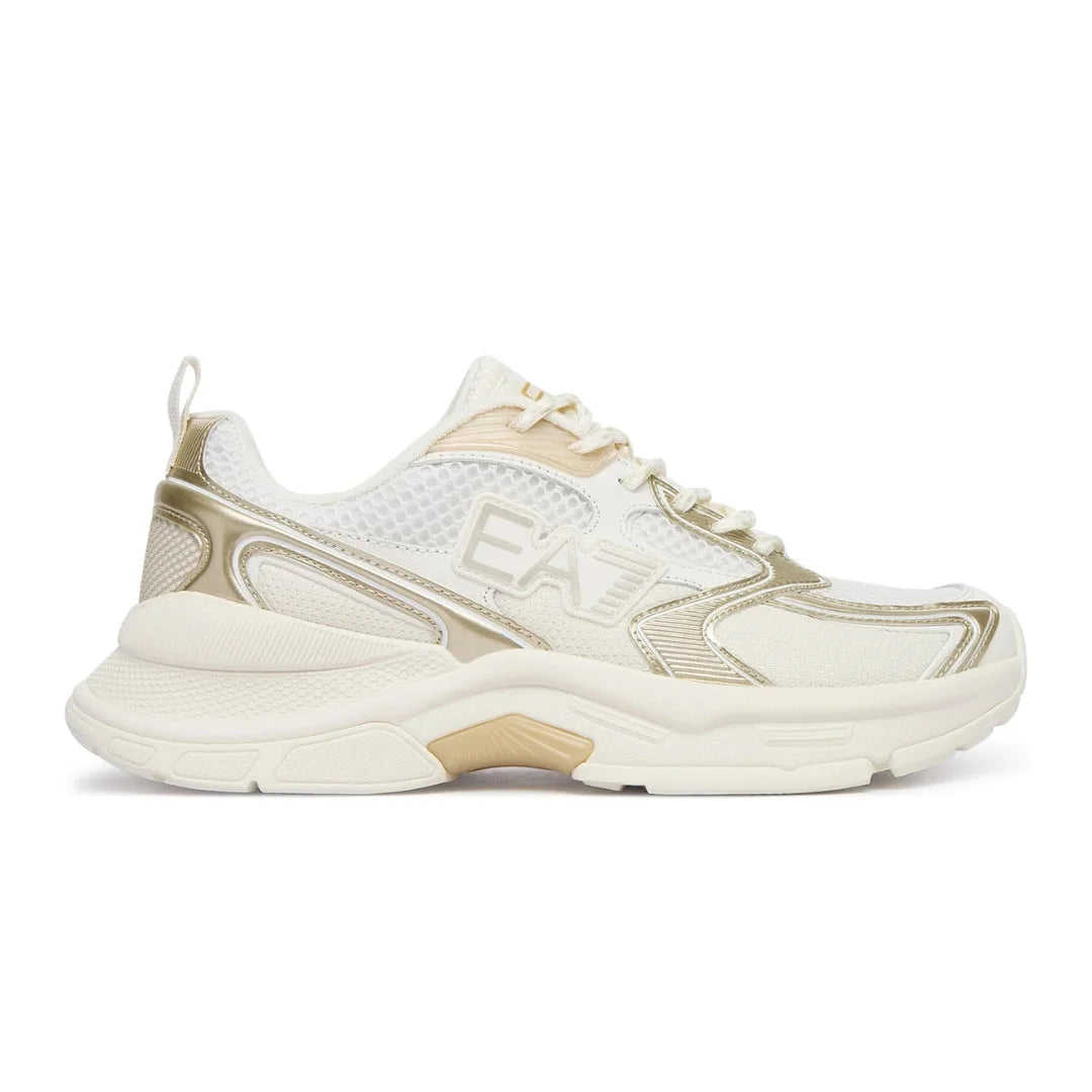EMPORIO ARMANI Mesh Lace-Up Sneakers X8X249-WHTGLD