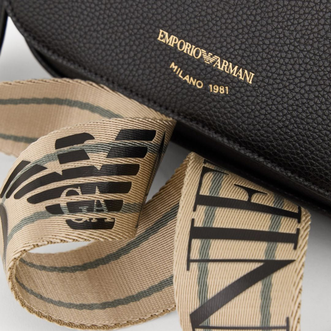 Emporio Armani Mini Bag with Deer Print Trim BLK Black