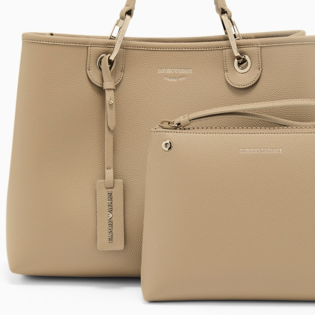 Emporio Armani MyEA Small Shopper Bag with Deer-Print Finish Y3D166 YFO5B- BEG - Beige