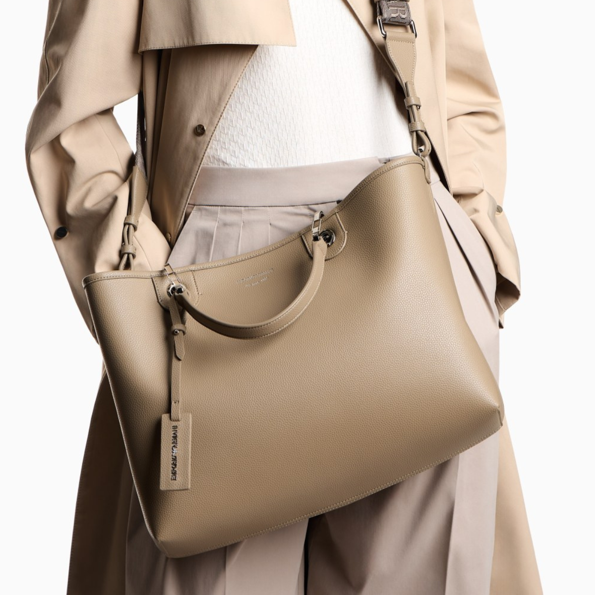 Emporio Armani MyEA Small Shopper Bag with Deer-Print Finish Y3D166 YFO5B- BEG - Beige