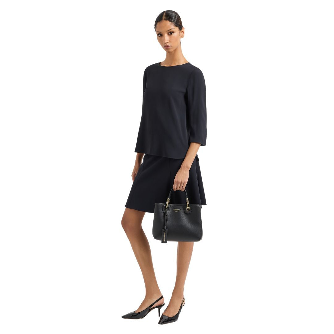 Emporio Armani MyEA Small Shopper Bag with Deer-Print Finish Y3D166 YFO5B-BLK - Black