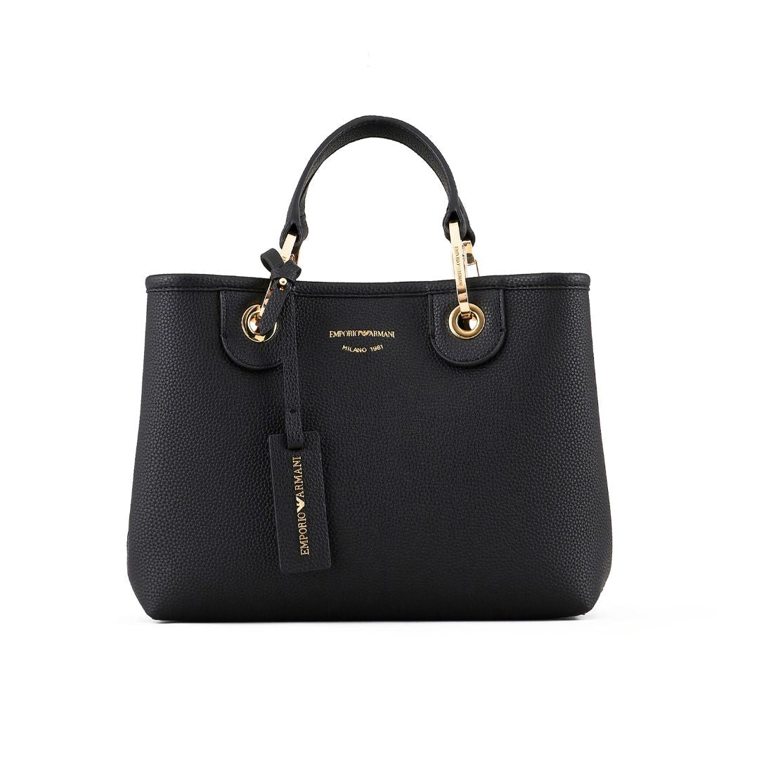 Emporio Armani MyEA Small Shopper Bag with Deer-Print Finish Y3D166 YFO5B-BLK - Black
