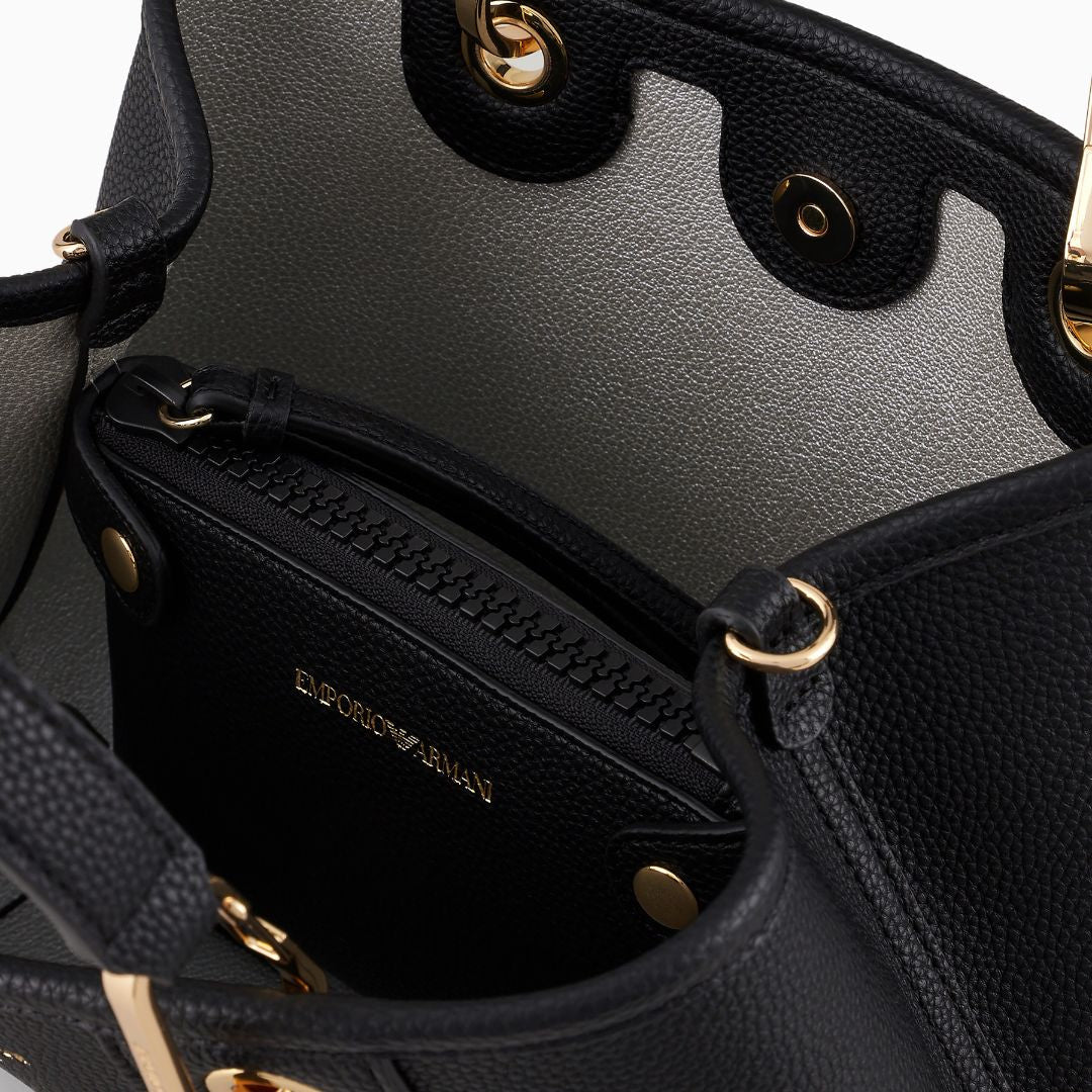Emporio Armani MyEA Small Shopper Bag with Deer-Print Finish Y3D166 YFO5B-BLK - Black