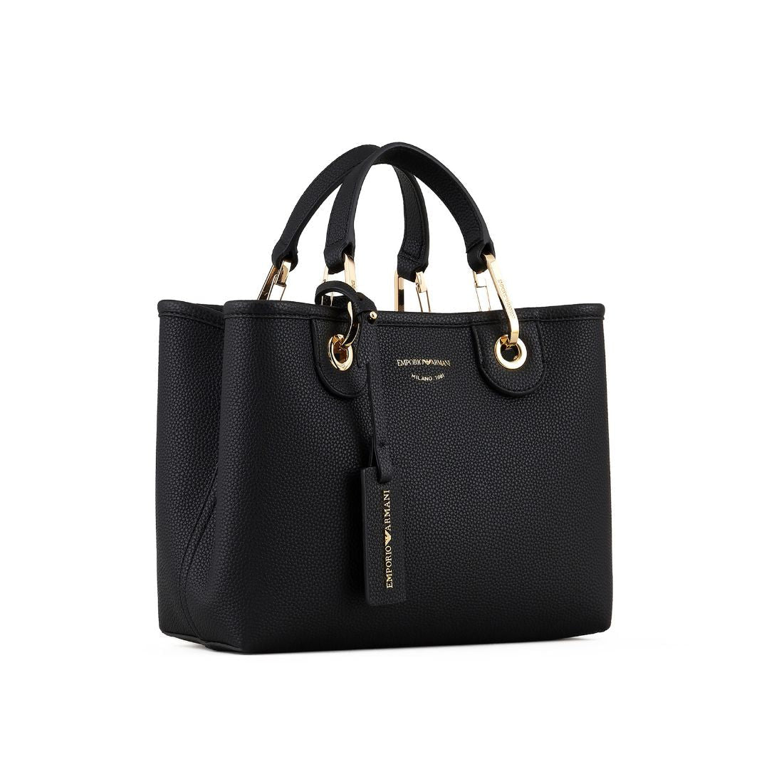 Emporio Armani MyEA Small Shopper Bag with Deer-Print Finish Y3D166 YFO5B-BLK - Black