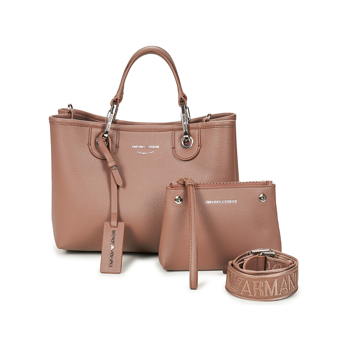 Emporio Armani MyEA Small Shopper Bag with Deer-Print Finish Y3D166 YFO5B- BRN - Brown