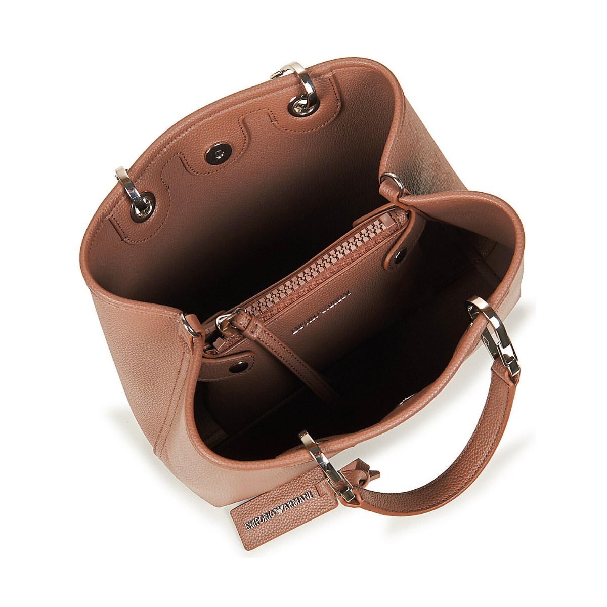 Emporio Armani MyEA Small Shopper Bag with Deer-Print Finish Y3D166 YFO5B- BRN - Brown