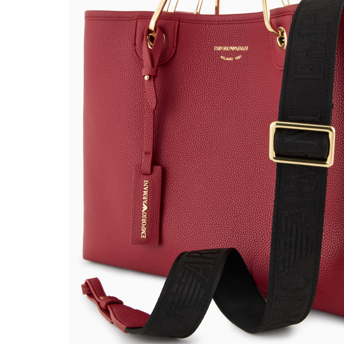 Emporio Armani MyEA Small Shopper Bag with Deer-Print Finish Y3D166 YFO5B - BUR - Burgundy