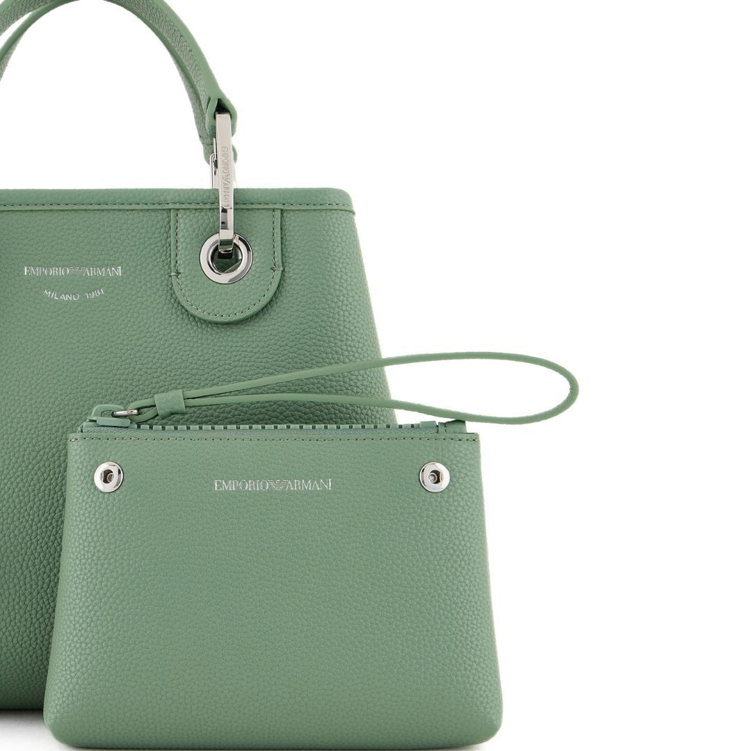 Emporio Armani MyEA Small Shopper Bag with Deer Print Finish Y3D166 YFO5B GRN Green