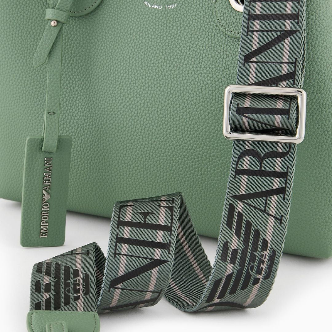 Emporio Armani MyEA Small Shopper Bag with Deer Print Finish Y3D166 YFO5B GRN Green