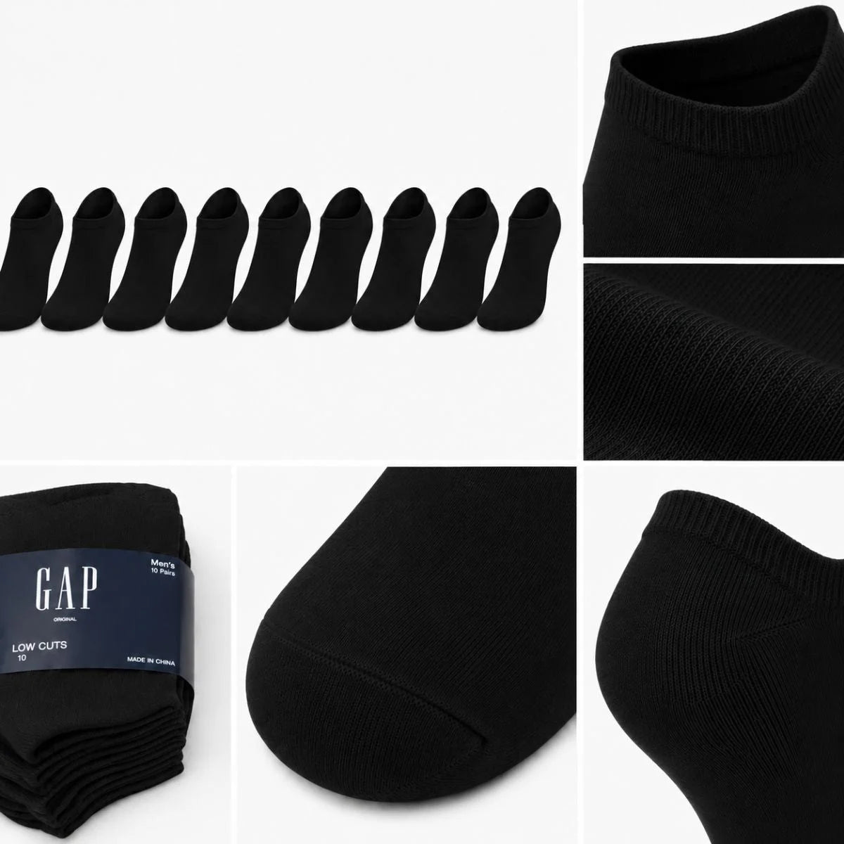 GAP 10-Pack Low Cut Socks - BLK - Black / 10 Pairs / OS