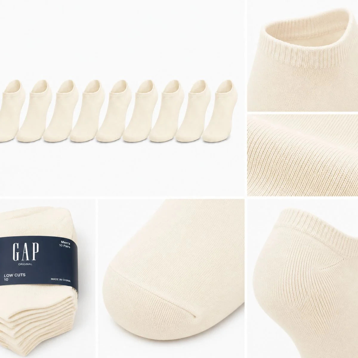 GAP 10-Pack Low Cut Socks - CRM - Cream / 10 Pairs / OS