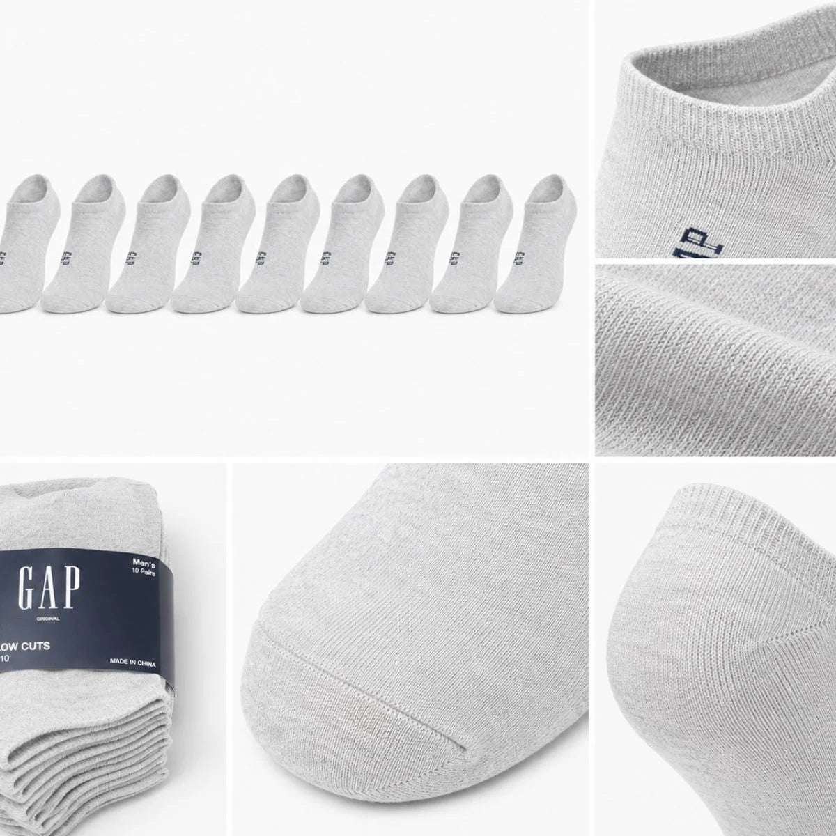 GAP 10-Pack Low Cut Socks - GRY - 10 Pairs / Light Gray / OS