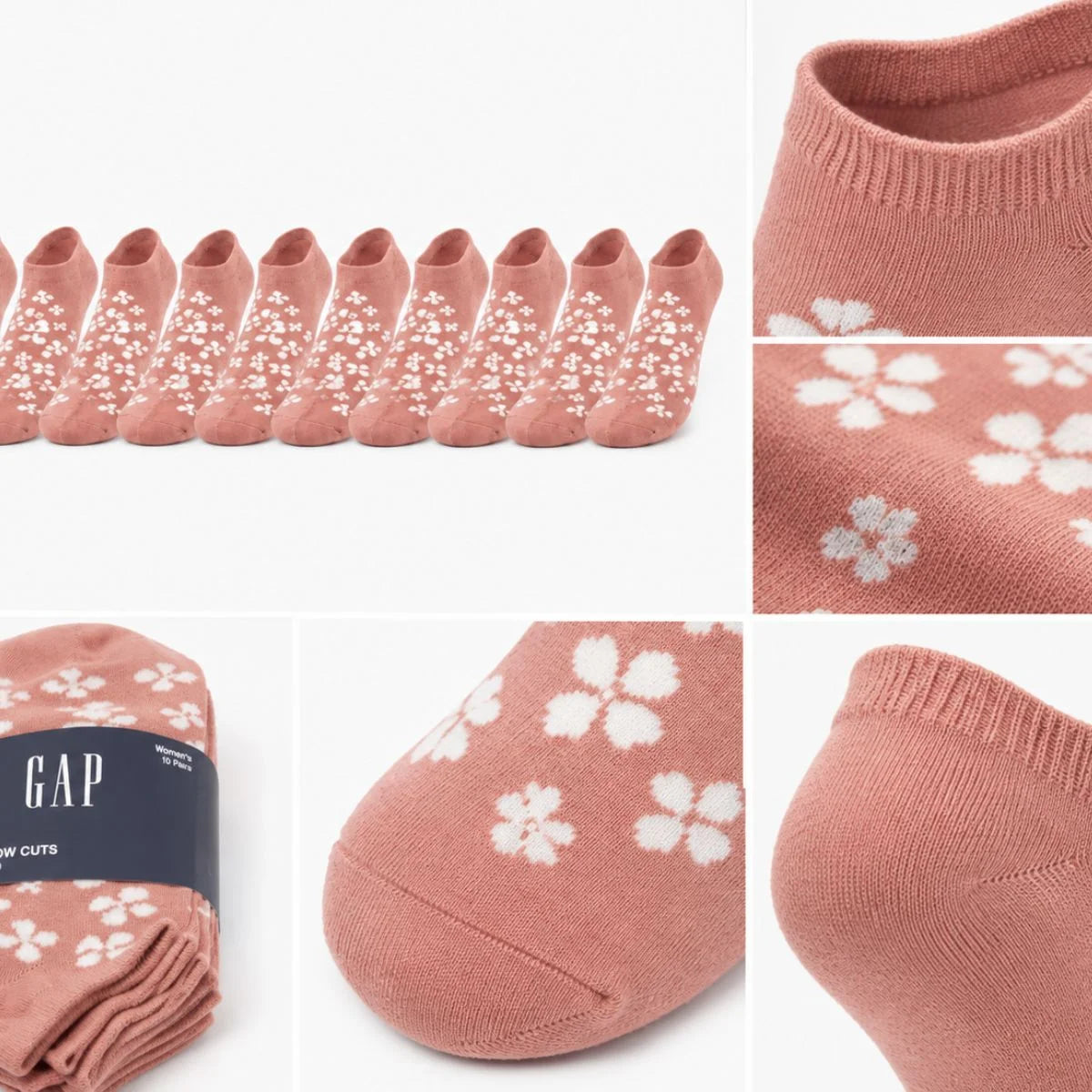 GAP 10-Pack Low Cut Socks -ROS - Rose / 10 Pairs / OS