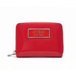 Guess Abree Faux Patent Zip-Around Wallet - Red
