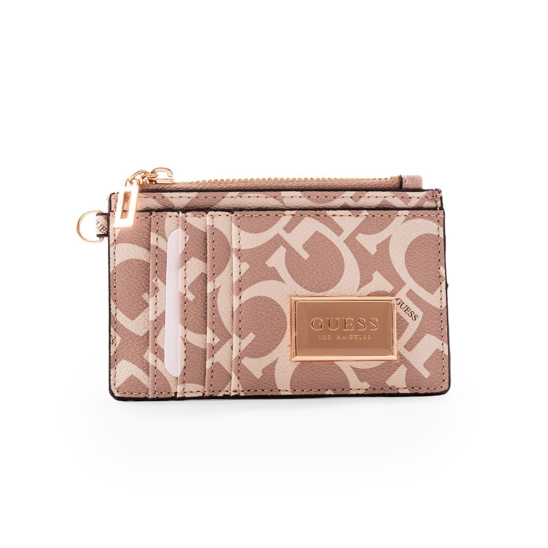 Guess Abree G Logo Card Case Wristlet - Beige
