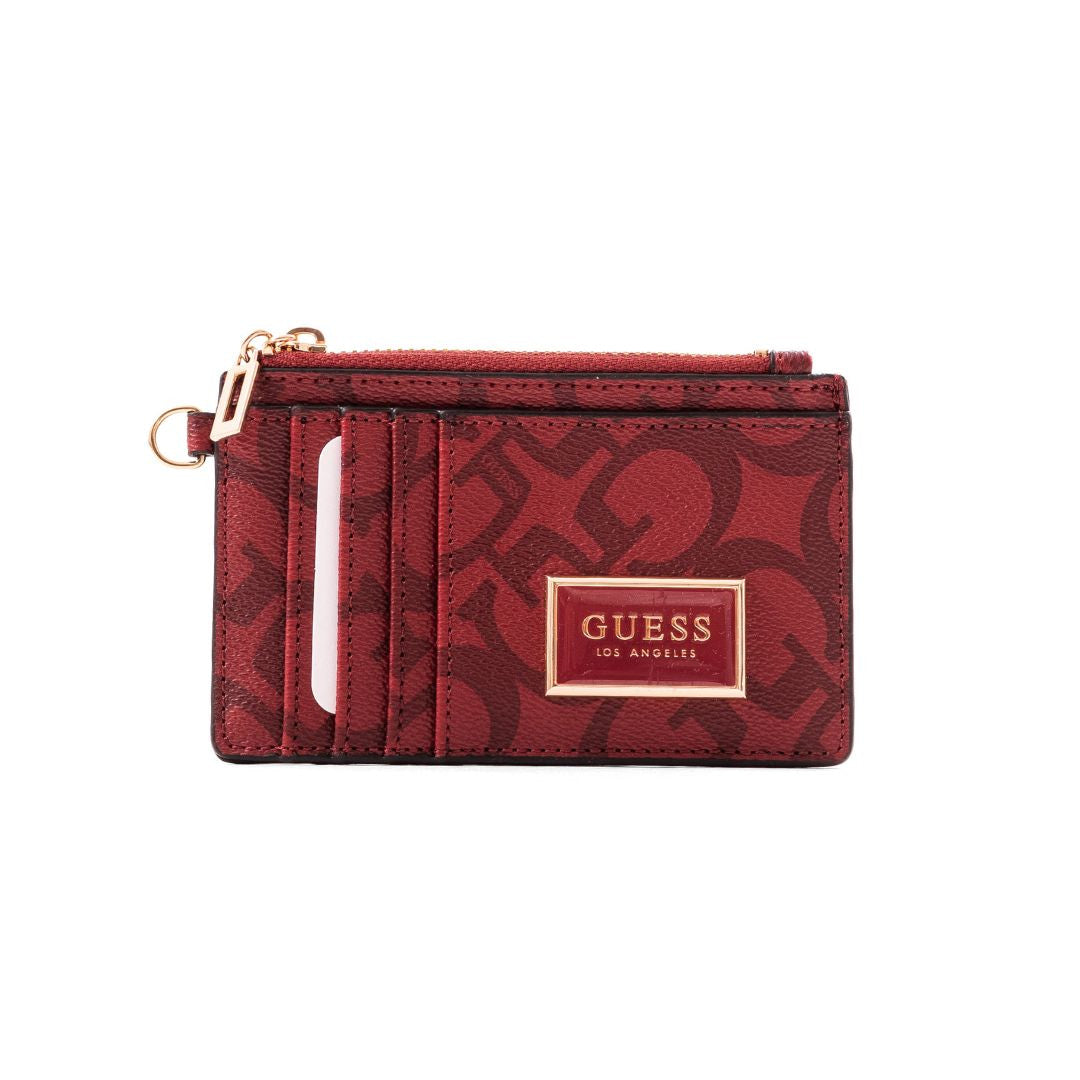 Guess Abree G Logo Card Case Wristlet - Red
