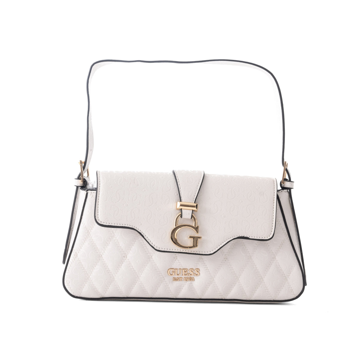GUESS ADI FLAP SHOULDER BAG-WHT - White