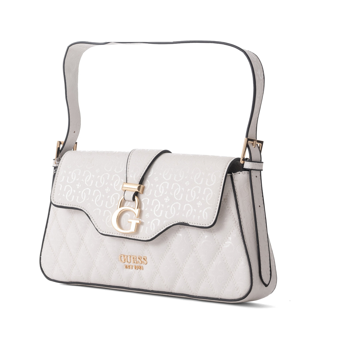 GUESS ADI FLAP SHOULDER BAG-WHT - White