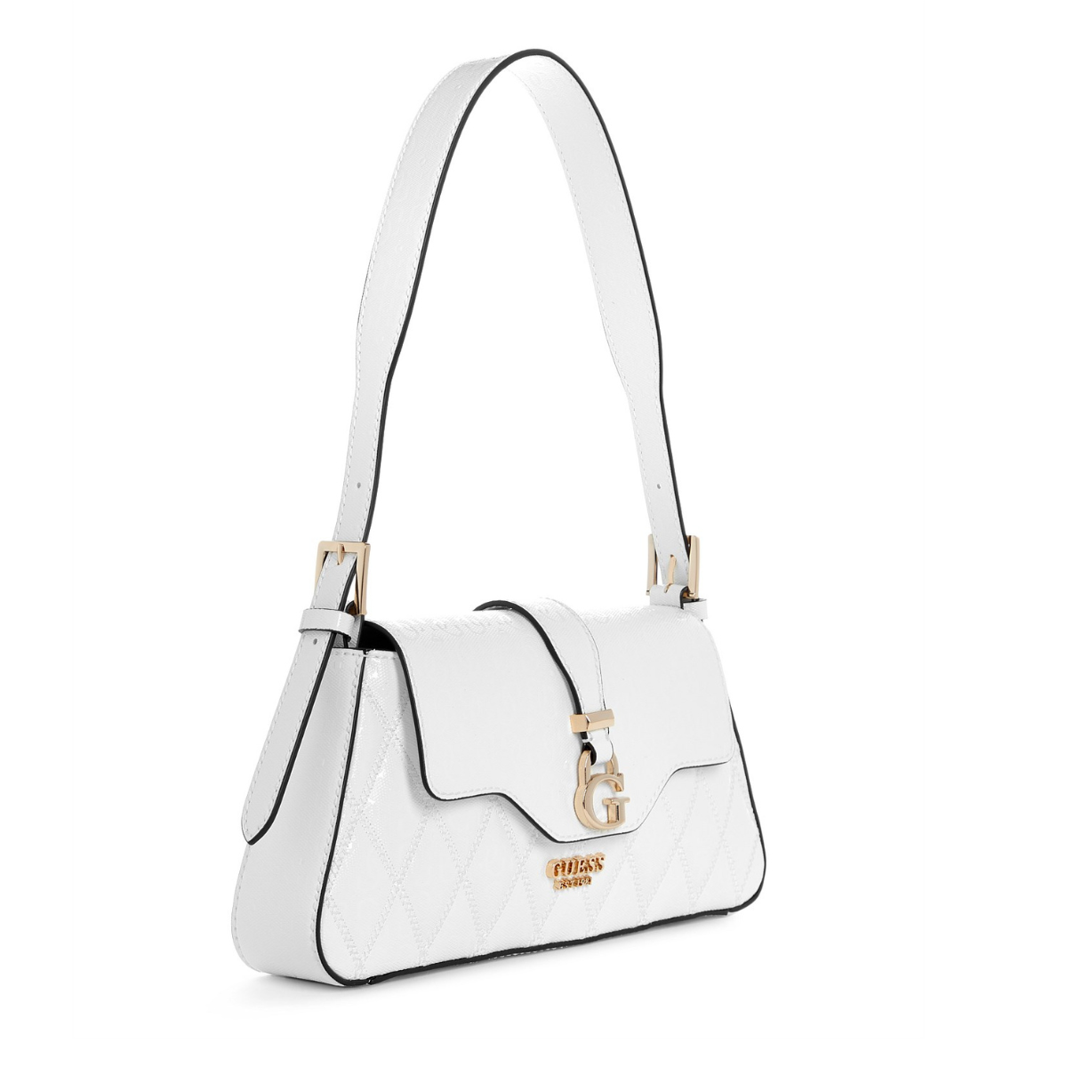 GUESS ADI FLAP SHOULDER BAG-WHT - White