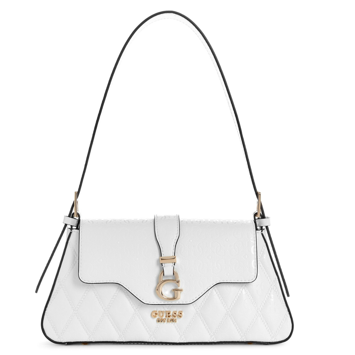 GUESS ADI FLAP SHOULDER BAG-WHT - White