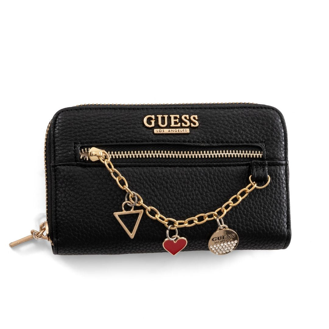 GUESS Alaina Charm Zip-around Wallet - Black