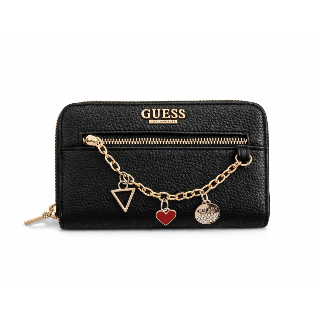 GUESS Alaina Charm Zip-around Wallet - Black