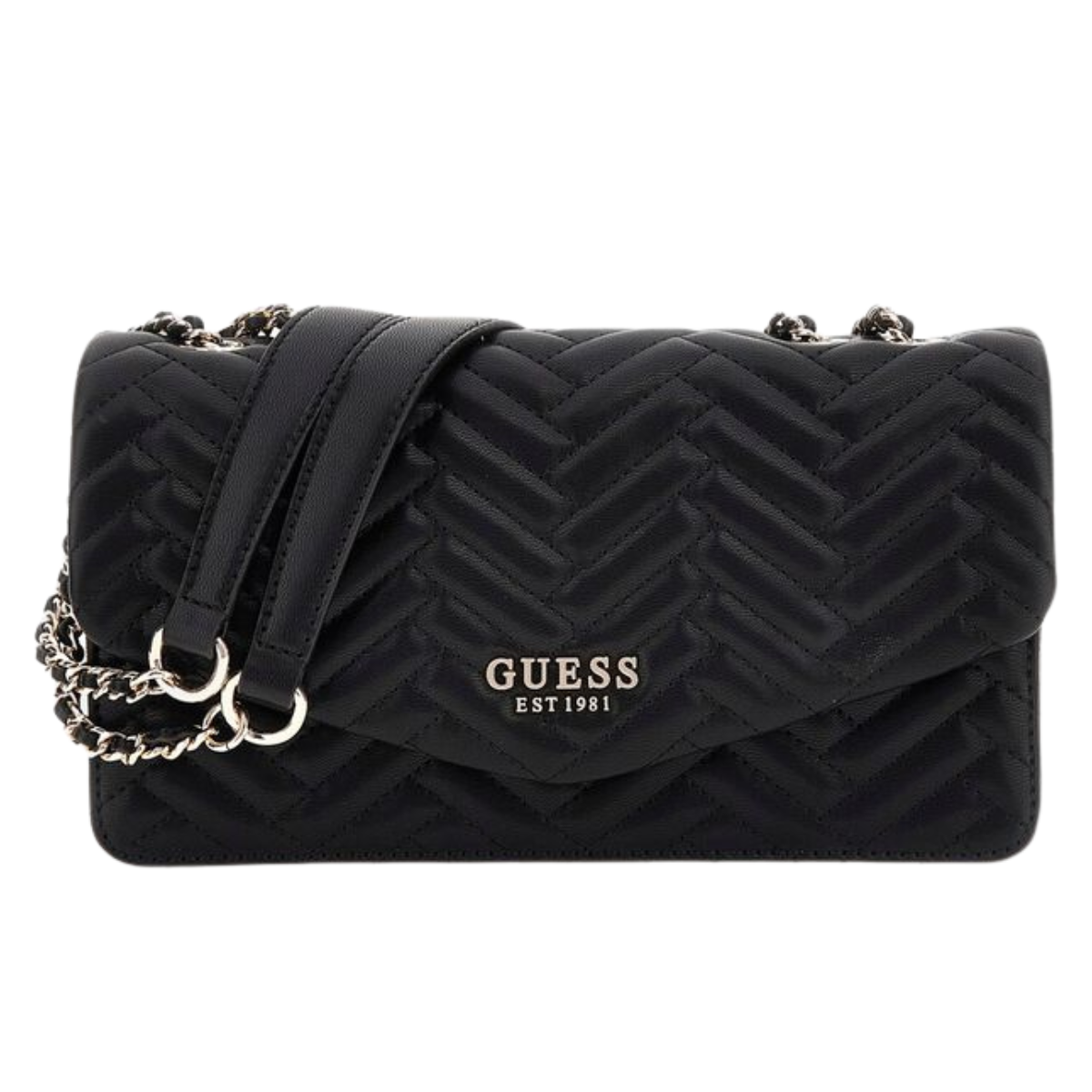 GUESS Anning Convertible Crossbody Flap Bag-BLK