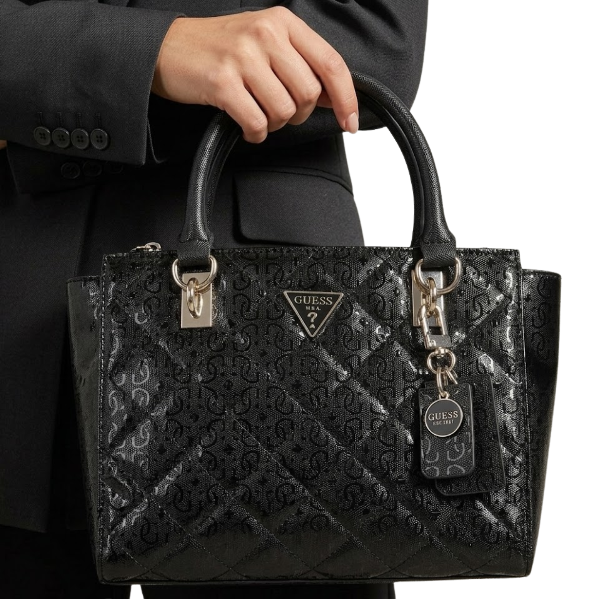 GUESS Ariella Society Satchel Bag Handbag Women - BLK - Black