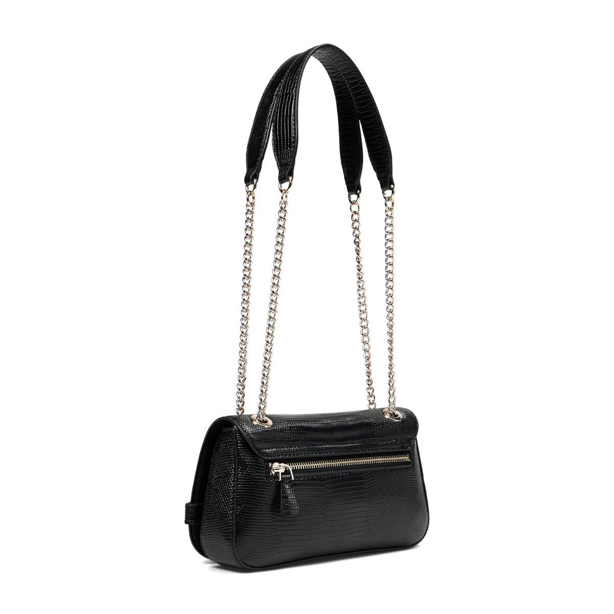 GUESS Arlena Logo Convertible Crossbody Flap Bag - BLKGLD - Black/Gold