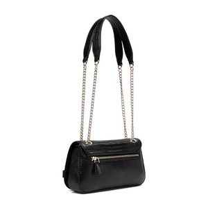 GUESS Arlena Logo Convertible Crossbody Flap Bag - BLKGLD - Black/Gold