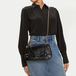 GUESS Arlena Logo Convertible Crossbody Flap Bag - BLKGLD - Black/Gold