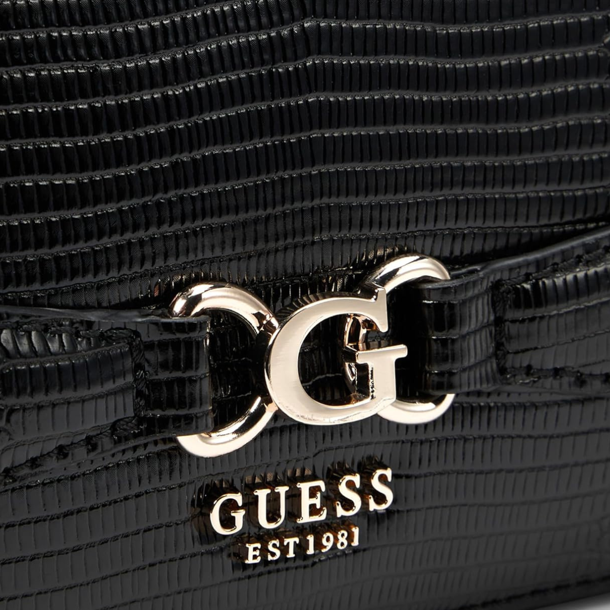GUESS Arlena Logo Convertible Crossbody Flap Bag - BLKGLD - Black/Gold