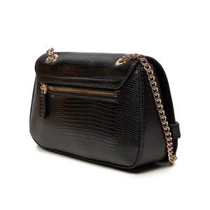 GUESS Arlena Logo Convertible Crossbody Flap Bag - BLKGLD - Black/Gold