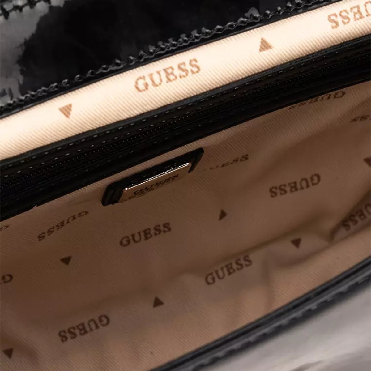 GUESS Arlena Logo Convertible Crossbody Flap Bag - BLKGLD - Black/Gold